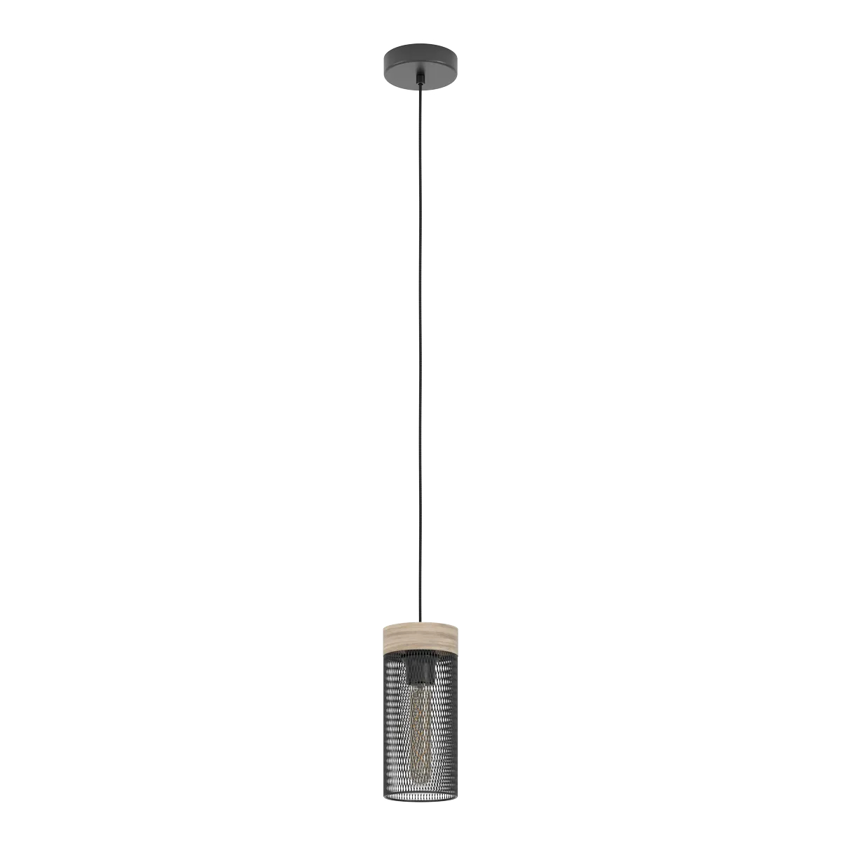 Pendul Kilnsdale Eglo 43833 – E27 1X40W IP20 D110 Pendul KILNSDALE E27 1X40W Eglo 43833 – Lemn, Otel, Maro, Negru, "9002759438333" – vedere frontală – partener oficial Eglo