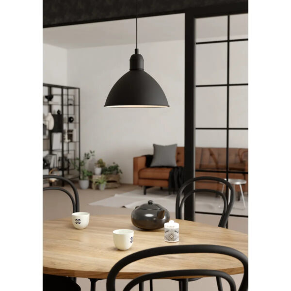 Pendul PRIDDY E27 1X40W Eglo 43878 – Otel, Alb, Negru, "9002759438784" – imagine în ambient modern – partener oficial Eglo