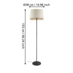 Lampadar TABLEY Eglo 43978 – Otel, Negru, Lemn, Stofa, Maro, Nature, "9002759439781" – dimensiuni tehnice – partener oficial Eglo