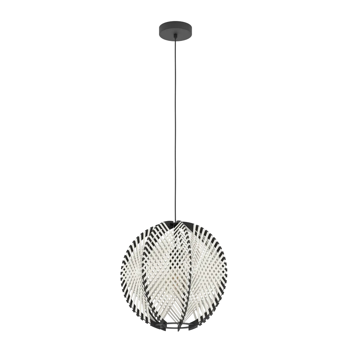 Pendul Waverton Eglo 44005 – E27 1X40W IP20 D400 Pendul WAVERTON E27 1X40W IP20 D400mm Eglo 44005 – Otel, Negru, Lemn, Stofa, Alb, Negru, "9002759440053" – vedere frontală – partener oficial Eglo
