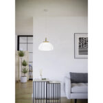 Pendul SUMMERHILL E27 1X40W IP20 D550mm Eglo 44065 – Lemn, Otel, Alb, Maro, Hartie, Alb, "9002759440657" – imagine în ambient modern – partener oficial Eglo