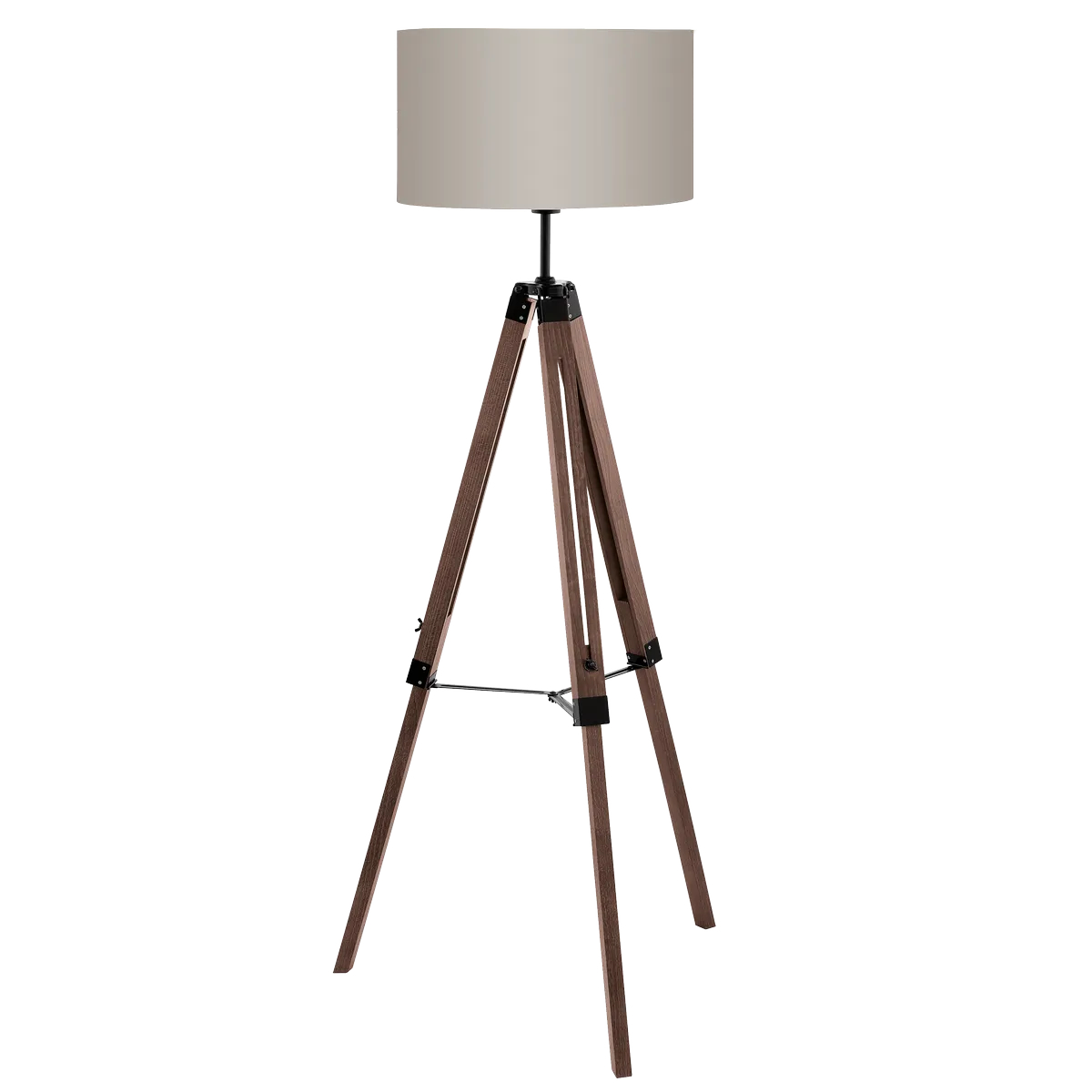 Lampadar LANTADA E27 1X60W 1430mm Eglo 44115 – Lemn, Otel, Piulita, Stofa, Taupe, "9002759441159" – vedere frontală – partener oficial Eglo