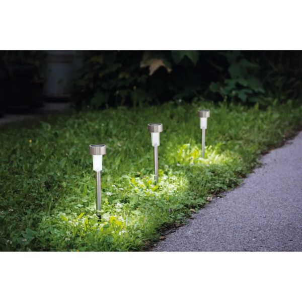 Lampa solara LED EGLO 48032 1X0.06W D55mm - Inox – Iluminat exterior, Solar – imagine în ambient modern – partener oficial Eglo