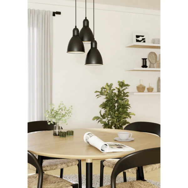 Lustra vintage EGLO PRIDDY 49465 - E27 3X40W D325mm - Otel - Alb - Negru – Iluminat interior, Vintage – imagine în ambient modern – partener oficial Eglo