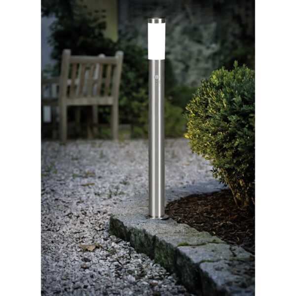 Stalp exterior EGLO HELSINKI 83281 - E27 1X12W IP44 D75mm - Inox – Iluminat exterior, Corpuri de iluminat – imagine în ambient modern – partener oficial Eglo