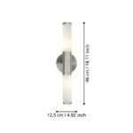 Aplică baie PALMERA Eglo 87222 - E14 2X40W IP44 Nichel mat și sticlă opal – Iluminat interior, Baie – dimensiuni tehnice – partener oficial Eglo