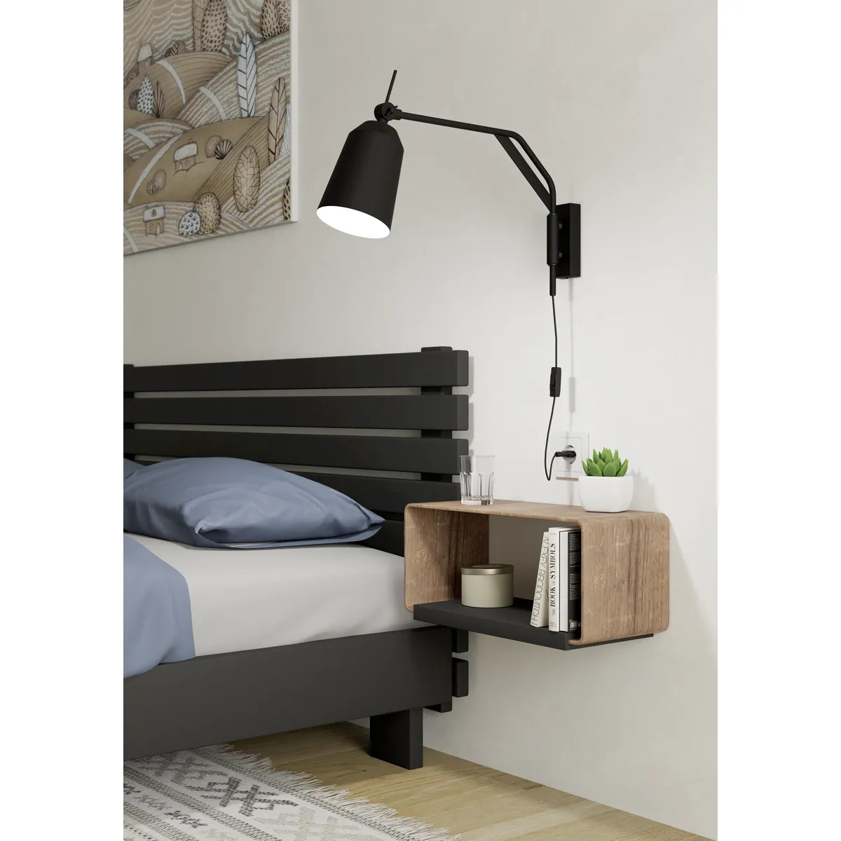 Aplica LORETO E27 1X40W Eglo 900157 – Otel, Alb, Negru, "9008606235766" – imagine în ambient modern – partener oficial Eglo