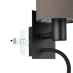 Aplica PASTERI 1X40W;1X3,8W Eglo 900701 – Otel, Negru, Stofa, Antracit-Maro, "9008606251728" – detaliu material și finisaj – partener oficial Eglo