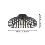 Plafoniera MOGANO 3 E27 1X40W Eglo 900721 – Iluminat interior, Corpuri de iluminat – dimensiuni tehnice – partener oficial Eglo