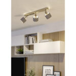 Aplica / Plafoniera BELLIZZI E14-LED 3X7,5W IP20 Eglo 901047 – Otel, Nichel satinat, Stofa, Alb, Gri, "9008606304387" – imagine în ambient modern – partener oficial Eglo