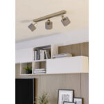 Aplica / Plafoniera BELLIZZI E14-LED 3X7,5W IP20 Eglo 901047 – Otel, Nichel satinat, Stofa, Alb, Gri, "9008606304387" – imagine în ambient modern – partener oficial Eglo