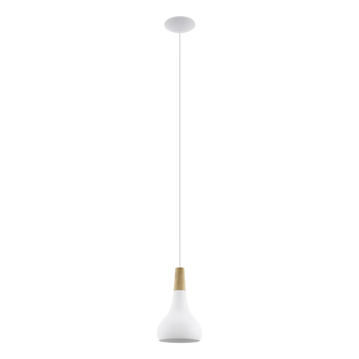 Pendul Sabinar Eglo 901177 – E27 1X40W IP20 D180 Pendul SABINAR E27 1X40W IP20 D180mm Eglo 901177 – Otel, Alb, Lemn, Maro, "9008606299973" – vedere frontală – partener oficial Eglo