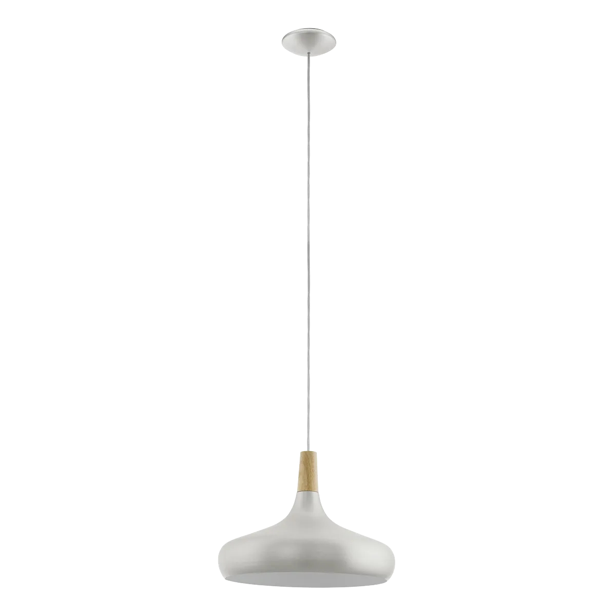 Pendul SABINAR E27 1X40W IP20 D400mm Eglo 901182 – Otel, Argintiu periat, Lemn, Maro, "9008606300013" – vedere frontală – partener oficial Eglo