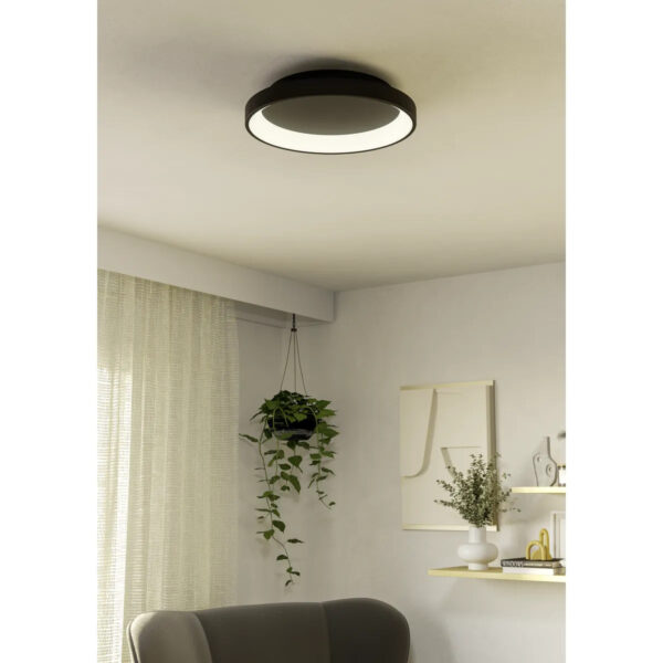 Aplica / Plafoniera LORETELLO LED 12W 2700-6500K IP20 Eglo 901251 – Plastic, Otel, Negru, 2700-6500K, "9008606316410" – imagine în ambient modern – partener oficial Eglo