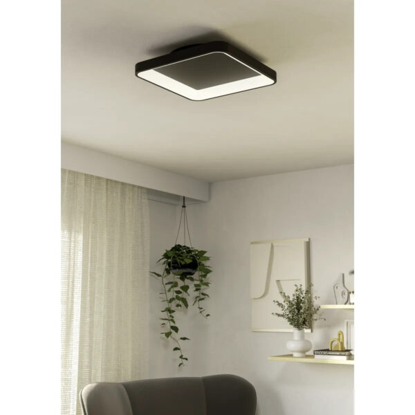 Aplica / Plafoniera LORETELLO LED 12W 2700-6500K IP20 Eglo 901252 – Plastic, Otel, Negru, 2700-6500K, "9008606316397" – imagine în ambient modern – partener oficial Eglo