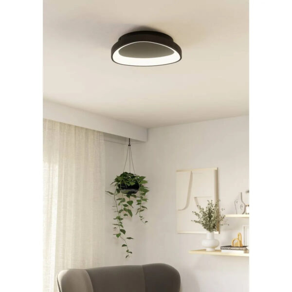 Aplica / Plafoniera LORETELLO LED 12W 2700-6500K IP20 Eglo 901584 – Plastic, Otel, Negru, 2700-6500K, "9008606316434" – imagine în ambient modern – partener oficial Eglo