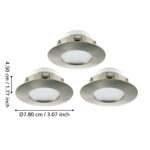 Set 3 spoturi incastrate EGLO PINEDA 95823 - LED 3X6W 1500lm 3000K IP20;IP44 D78mm – Iluminat interior, Corpuri de iluminat – dimensiuni tehnice – partener oficial Eglo