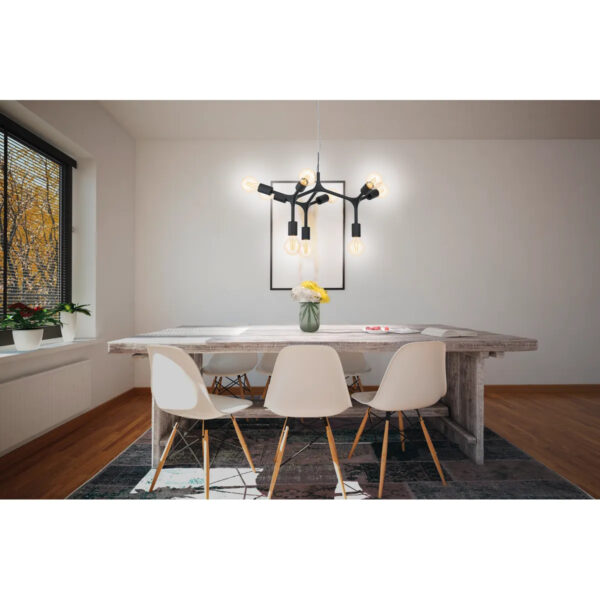 Pendul EGLO BOCADELLA 98346 - E27 9X60W D640mm – Otel, Negru, "9002759983468" – imagine în ambient modern – partener oficial Eglo