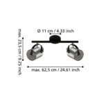 Aplica spot EGLO BERREGAS 99053 - E27 2X40W - Sticla aburita - Negru - Crom – Iluminat interior, Corpuri de iluminat – dimensiuni tehnice – partener oficial Eglo