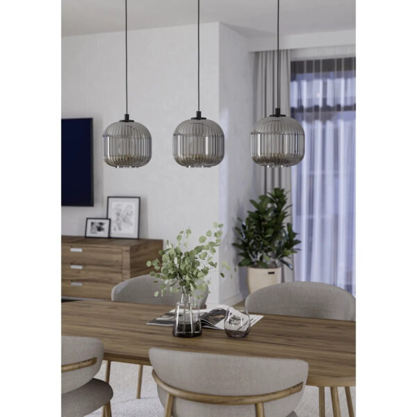 Lustra EGLO MANTUNALLE 1 99372 - E27 3X40W - Sticla aburita - Negru – Iluminat interior, Corpuri de iluminat – imagine în ambient modern – partener oficial Eglo