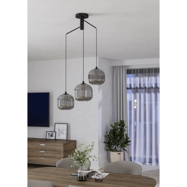 Lustra EGLO MANTUNALLE 1 99373 - E27 3X40W D620mm - Sticla aburita - Negru – Iluminat interior, Corpuri de iluminat – imagine în ambient modern – partener oficial Eglo