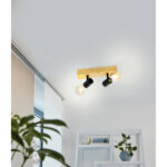 Aplica / Plafoniera TOWNSHEND 3 E27 2X60W IP20 Eglo 99478 – Lemn, Otel, Maro, Negru, "9002759994785" – imagine în ambient modern – partener oficial Eglo