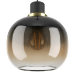 Pendul OILELLA E27 1X40W Eglo 99614 – Otel, Alama, Negru, Sticla Vaporizata, Negru-Maro-Transparent, "9002759996147" – detaliu material și finisaj – partener oficial Eglo