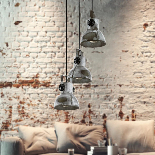 Lustra vintage EGLO BARNSTAPLE 49647 - E27 3X40W D270mm - Lemn - Zinc Antichizat
