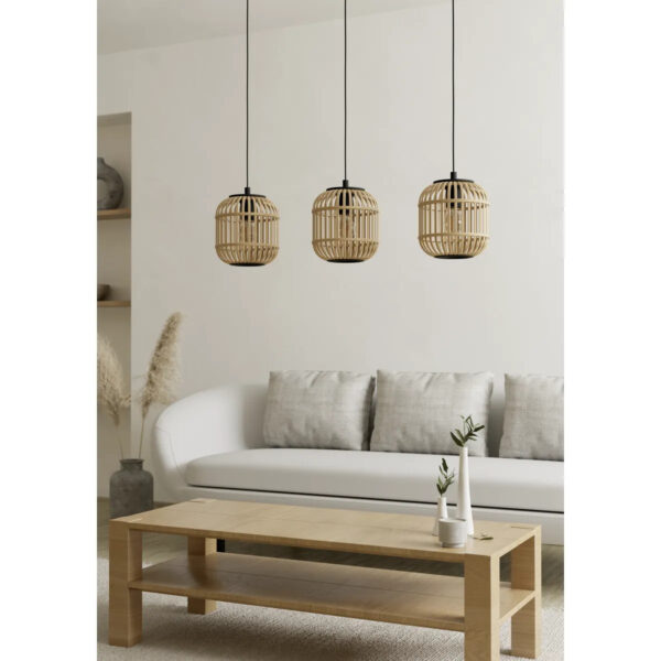 Lustra vintage EGLO BORDESLEY 43217 - E27 3X28W - Lemn - Natur