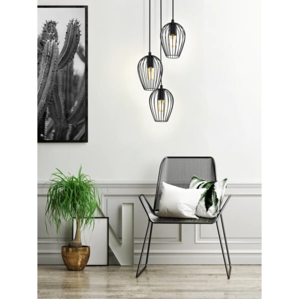 Lustra vintage EGLO NEWTOWN 49479 - E27 3X60W D380mm - Otel - Negru
