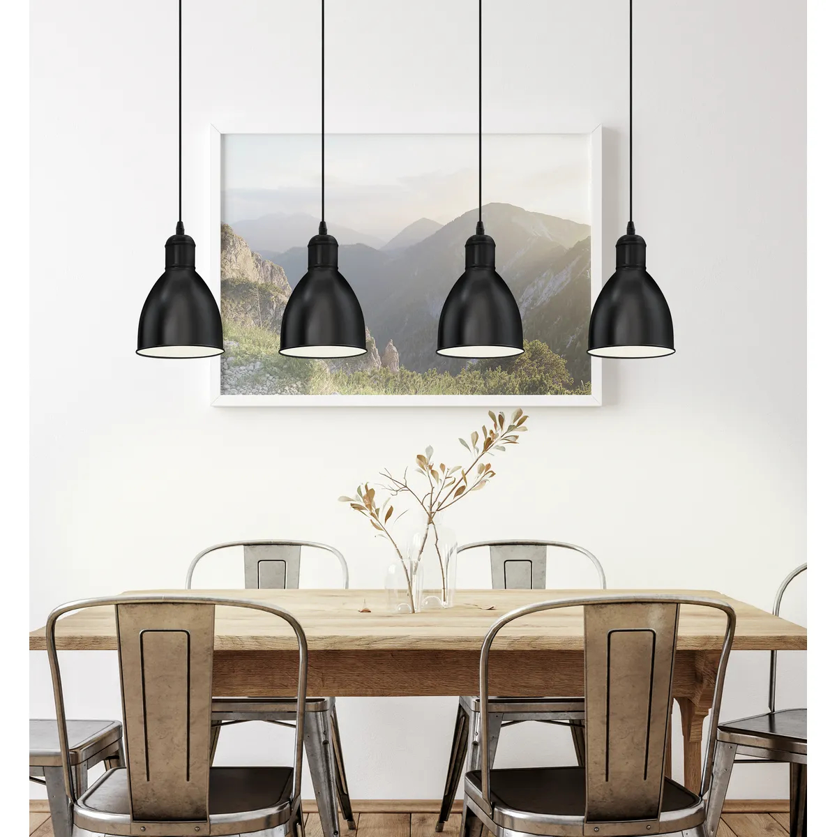 Lustra vintage EGLO PRIDDY 49466 - E27 4X40W - Otel - Negru - Alb