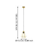 Pendul Tarbes Eglo 43681 - E27 1X60W IP20 D175