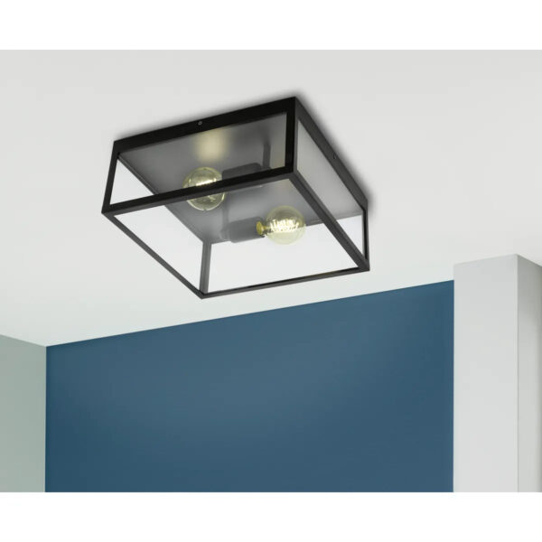Plafoniera vintage EGLO CHARTERHOUSE 49392 - E27 2X60W - Sticla - Negru