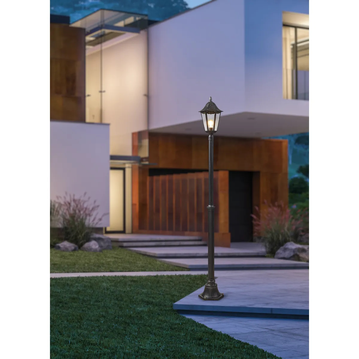 Stalp exterior EGLO NAVEDO 93464 - E27 1X60W IP44 D230mm - Argintiu Patinat - Negru