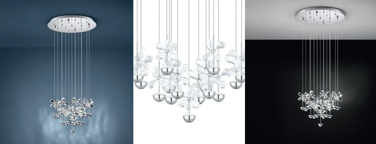 Lustra LED Pianopoli Eglo 93662 – design elegant cu cristale transparente pentru living rafinat