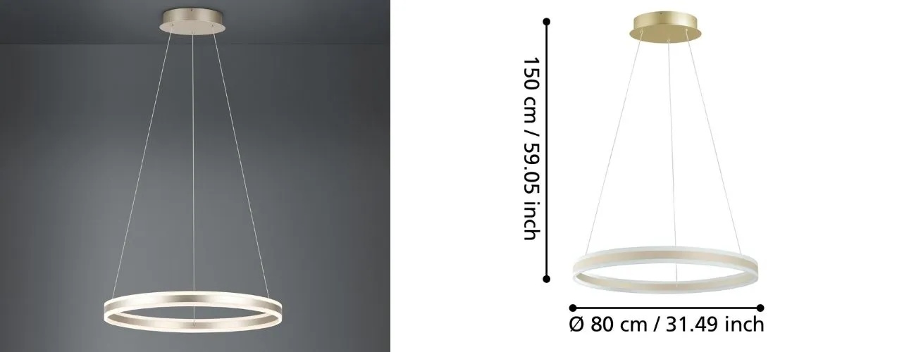 Lustra LED Tonarella Eglo 39313 – design circular șampanie și lumină puternică pentru living modern