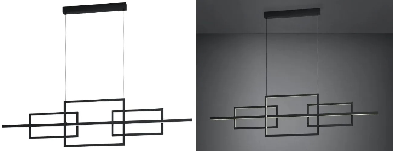 Lustra LED Puebla Eglo 39798 – finisaj negru mat și design geometric modern pentru living