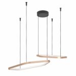 Lustra cu telecomandă Estrella Eglo 390507 cu două elemente luminoase ce conțin LED integrat de 30W care oferă 5200 lumeni și lumină reglabilă 2200–6500K, având un grad de protecție IP20.