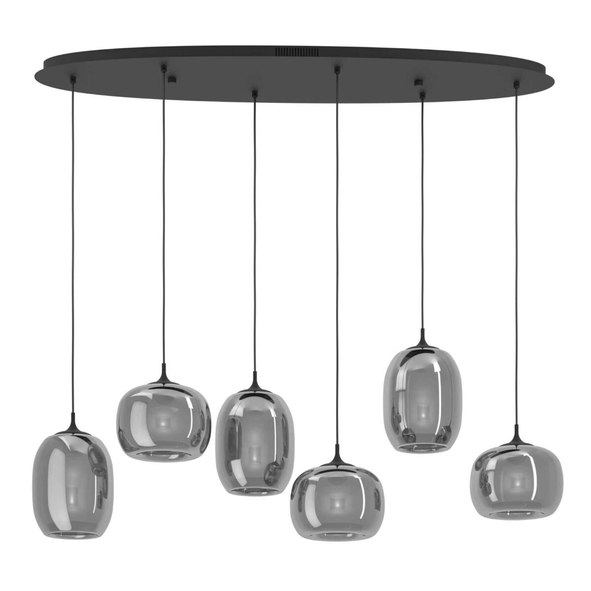 Lustra cu telecomandă Larva Eglo 390415 are 6 globuri din sticlă aburită cu LED-uri integrate ce oferă lumină reglabilă și flux luminos total de 3060 lumeni.
