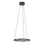Lustra cu telecomandă Mezzomonte Eglo 901822 are 2 inele de culoare neagră cu led integrat, fiecare oferă 22W, 2220 lumeni și lumină reglabilă de tip caldă, neutră sau rece.