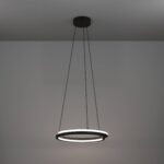 Lustra Mezzomonte Eglo 901822 prezentată în ambient cu una dintre funcțiile de iluminare pornită, iluminând atât în exterior cât și în interior.