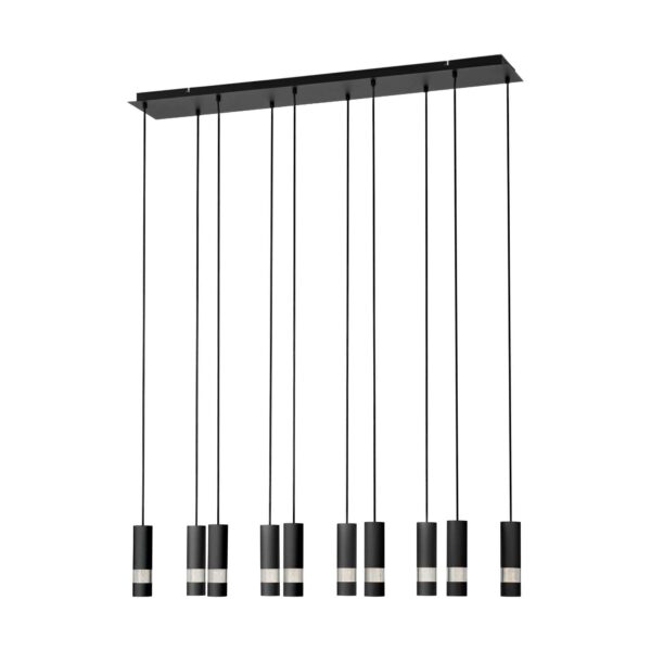 Lustra Bernabeta Eglo 39707 are 10 spoturi LED GU10 de 4,6W fiecare, o structură din oțel cu finisaj negru și un grad de protecție IP20.