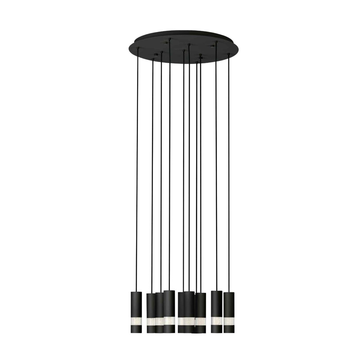 Lustra Bernabeta Eglo 39708 are 10 spoturi LED GU10 de 4,6W fiecare, o structură din oțel cu finisaj negru și un grad de protecție IP20.