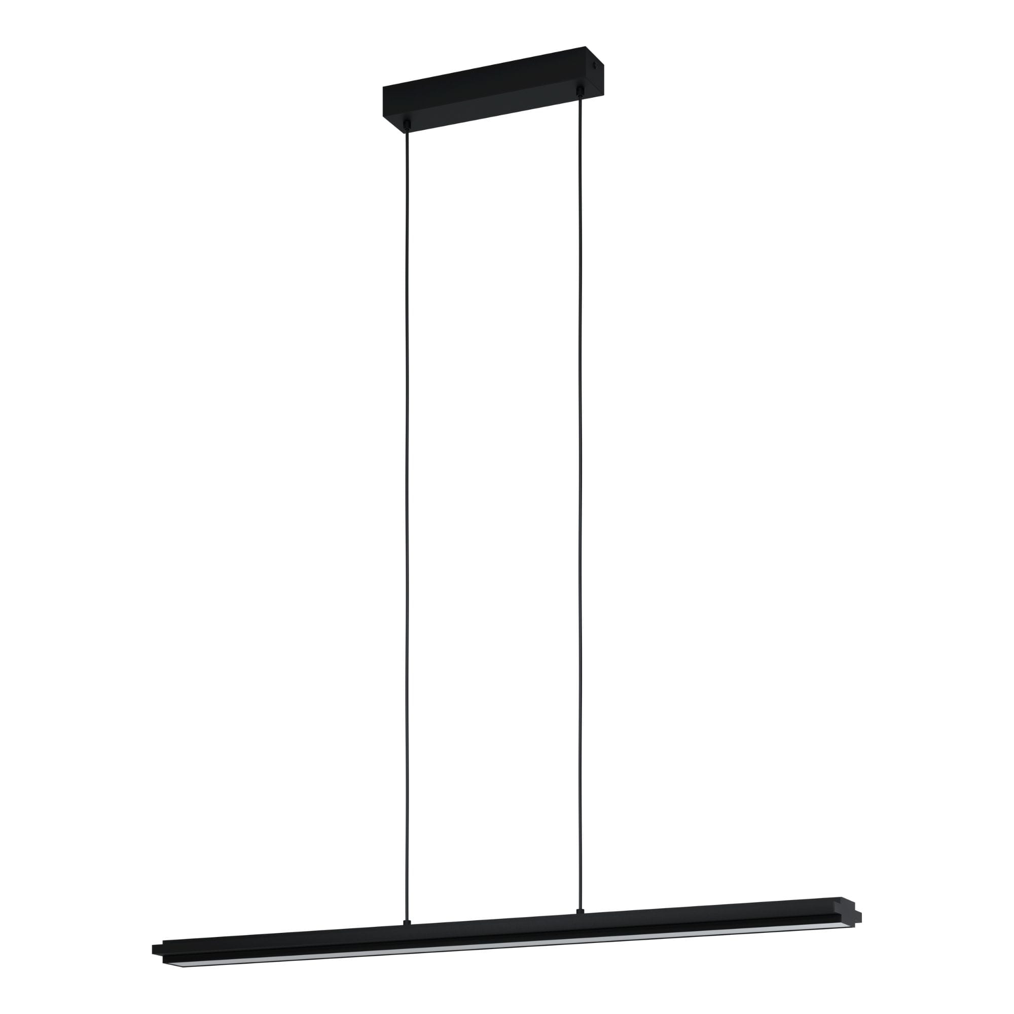 Lustra Cambulos Eglo 99599 de culoare neagră, cu LED integrat de 34W oferă 4300 lumeni și lumină caldă 3000K, având carcasă din oțel.
