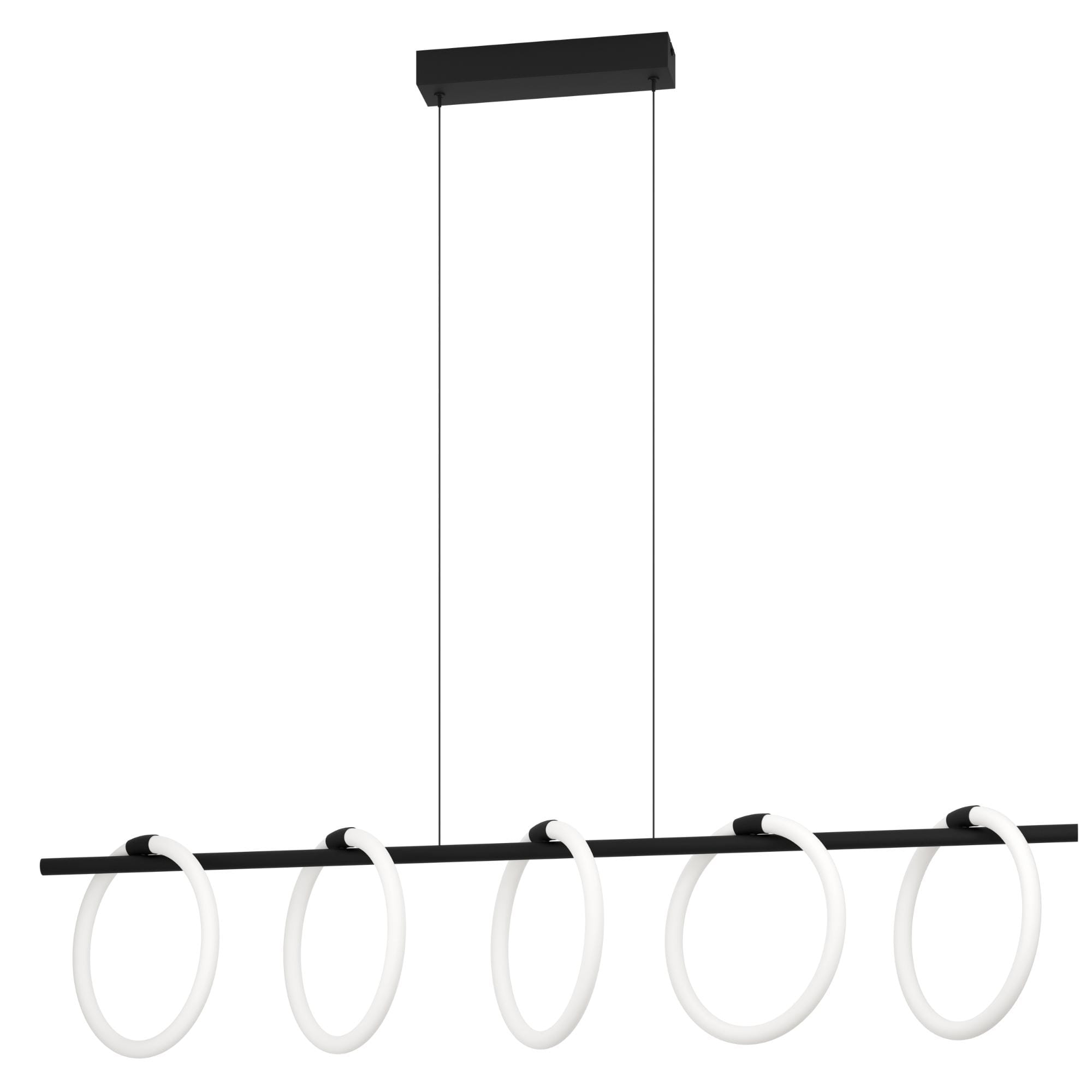 Lustra Caranacoa Eglo 900563 cu 5 module LED integrate de 7W fiecare, oferă 7000 lumeni și lumină caldă 3000K.
