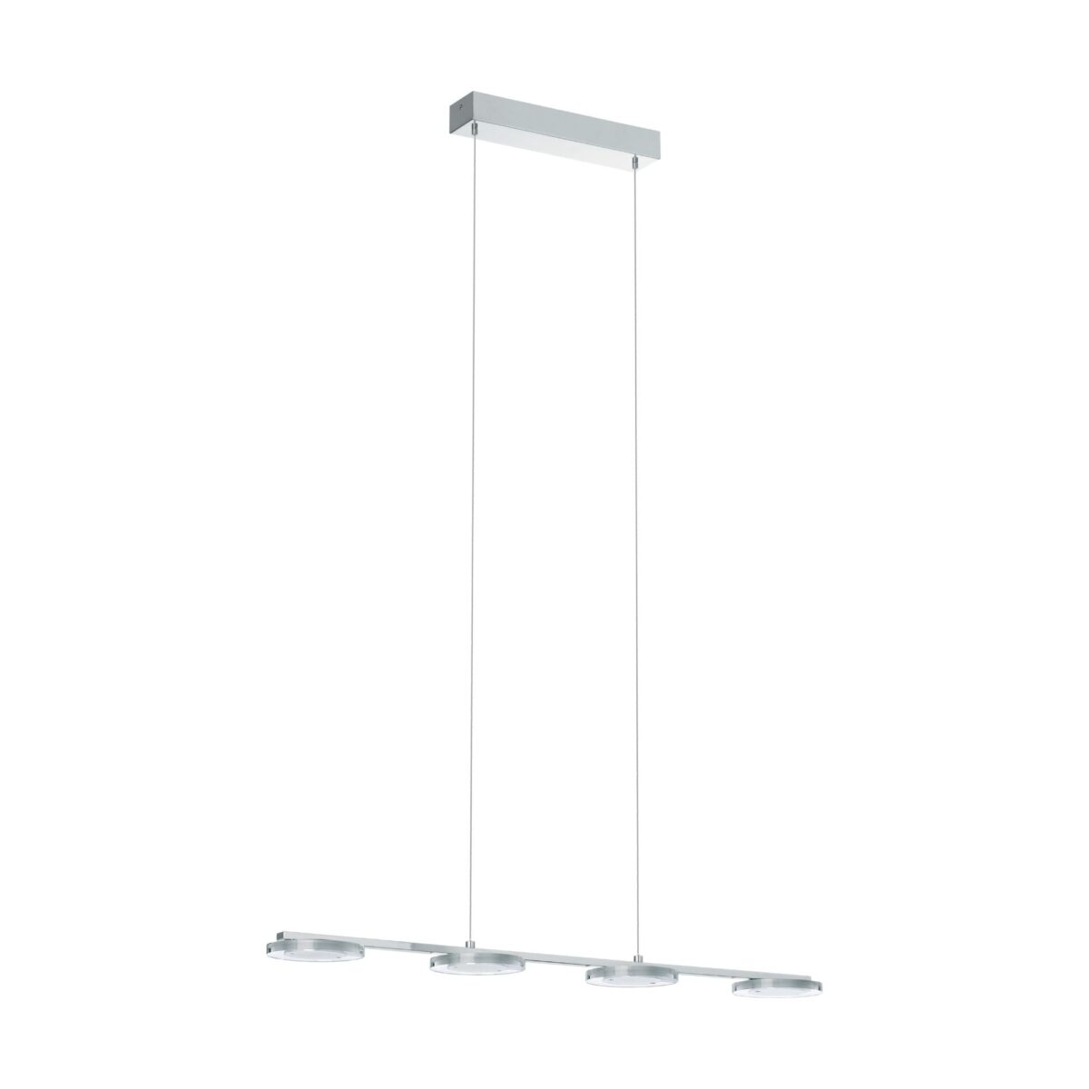 Lustra LED Cartama Eglo 94245 cu finisaj cromat și 4 surse de iluminat rotunde, oferă 2200 lumeni și lumină caldă 3000K.
