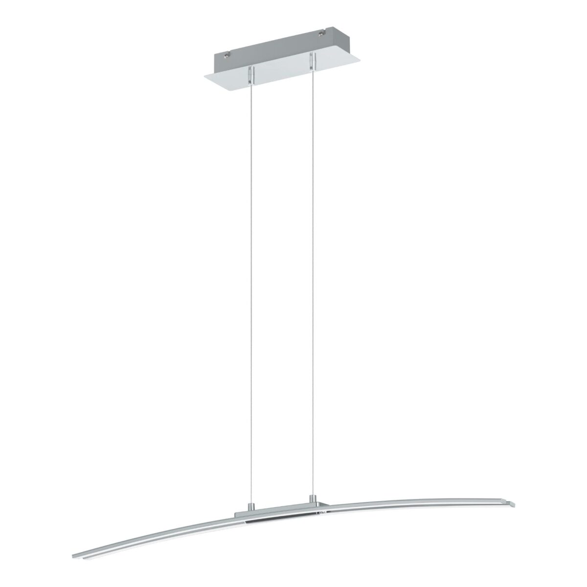 Lustra Lasana Eglo 95147 cu finisaj cromat și LED integrat de 30W ce oferă 3500 lumeni și lumină caldă 3000K.