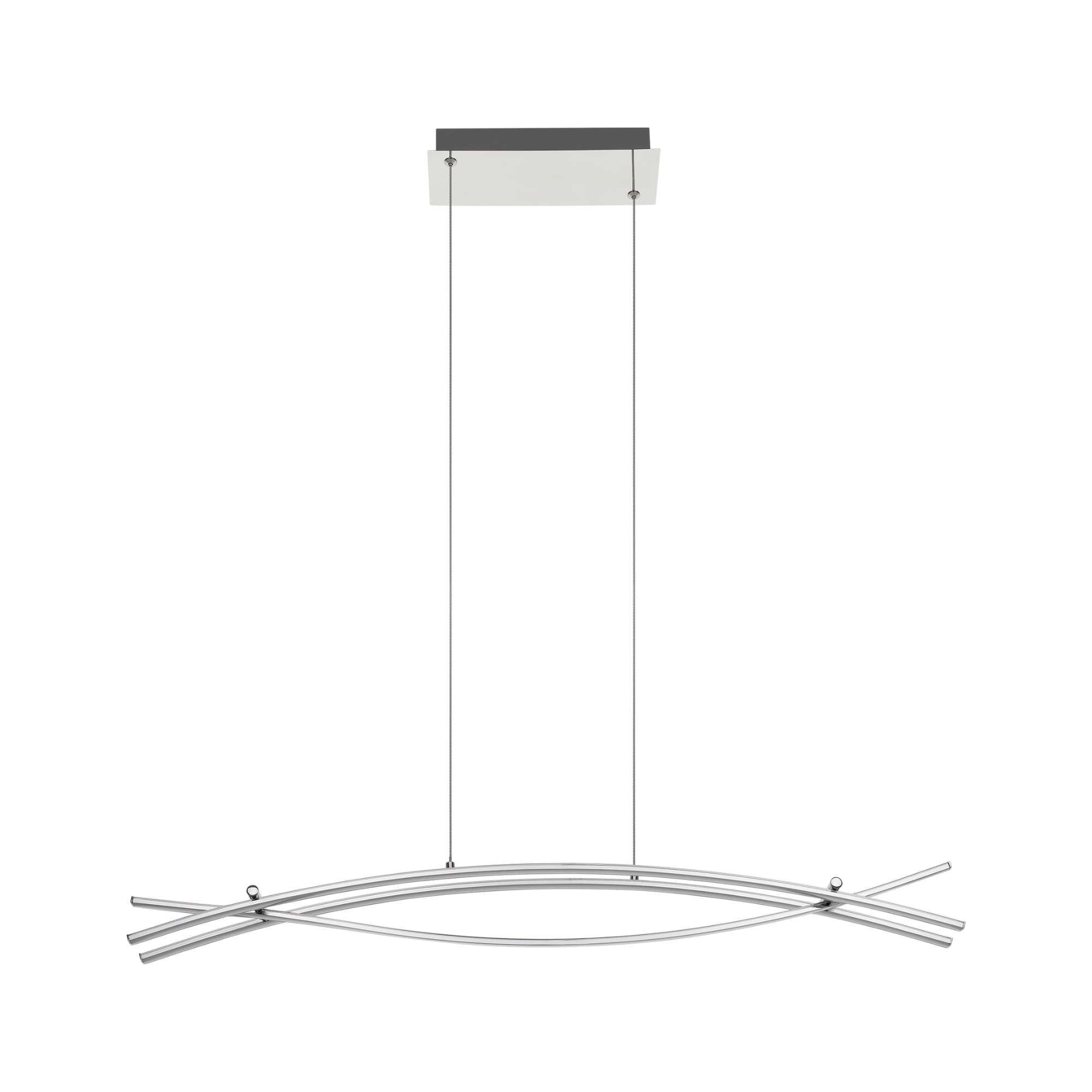 Lustra Nevado Eglo 96331 cu finisaj cromat și LED integrat de 23,6W oferă 3400 lumeni și lumină caldă 3000K, având structură din aluminiu.