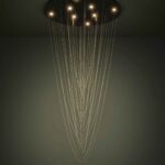 Lustra LED Trepuco Eglo 390355 iluminând un ambient modern prin cele 8 surse ce oferă lumină caldă