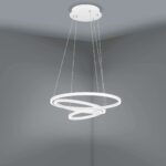 Lustra smart Lobinero-Z 900478 de la Eglo în ambient cu design circular modern și lumina aprinsă a LED-ului integrat.